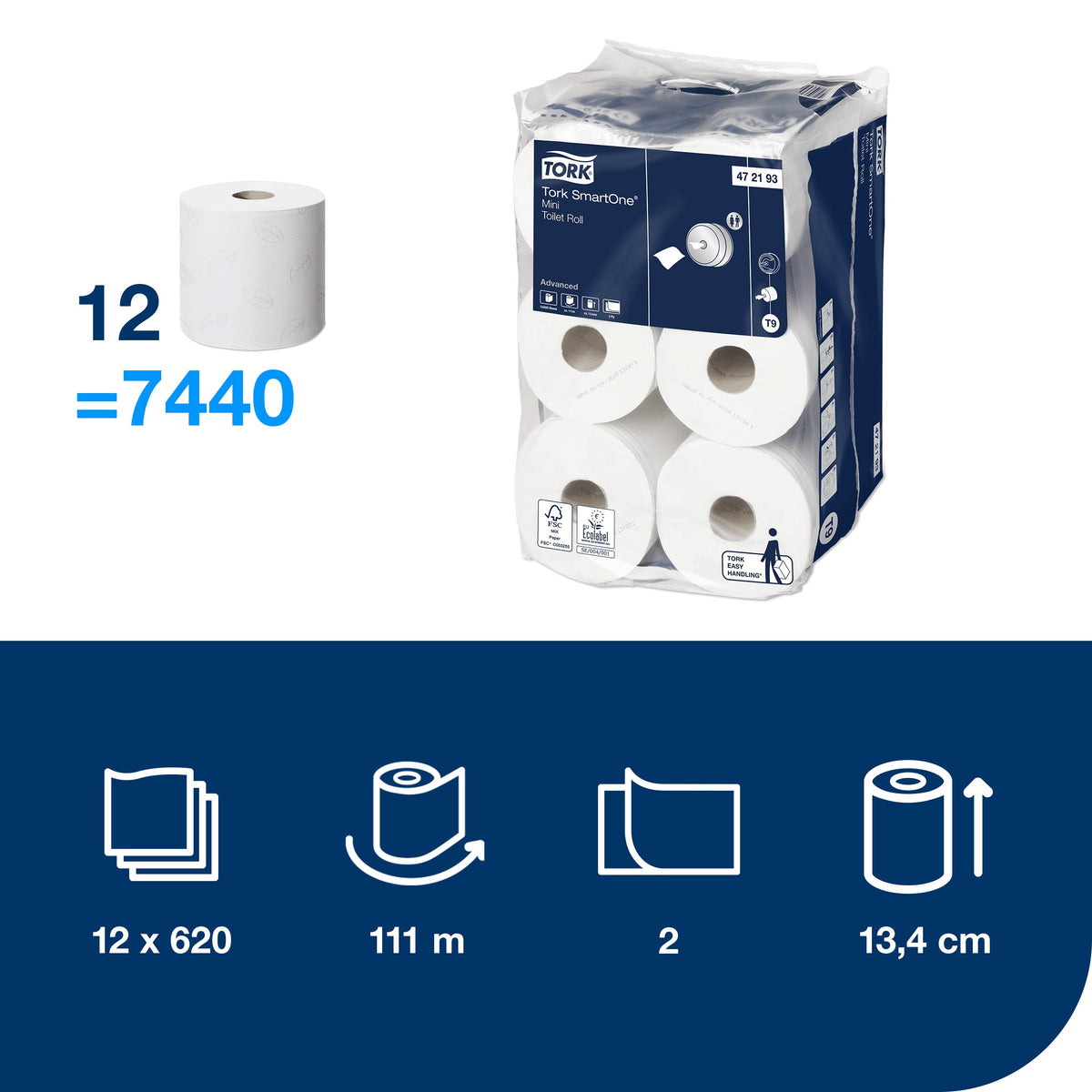 Tork SmartOne® Mini toalettpapír – 472193