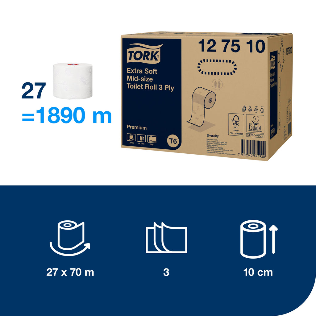 Tork Extra Soft Mid-size toalettpapír – 3 rétegű – 127510