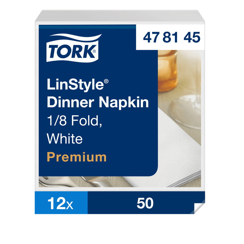 Tork LinStyle® fehér Dinner szalvéta, 1/8 hajtogatás – 478145