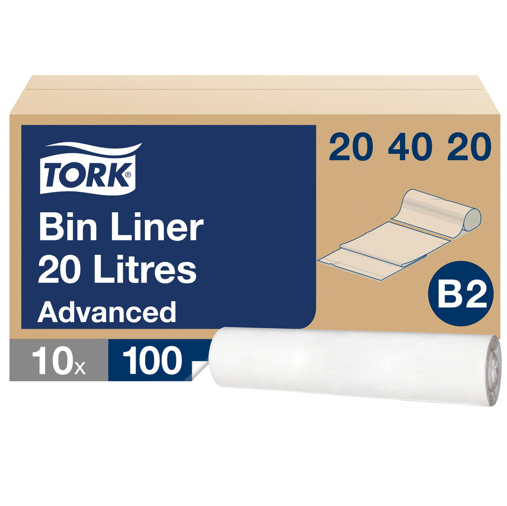 Tork hulladékgyűjtő zsák, 20 literes, B2, fehér, 52 x 58 cm – 204020