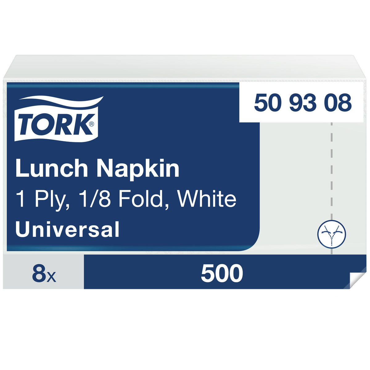 Tork fehér Lunch szalvéta, 1 rétegű, 1/8 hajtogatás – 509308