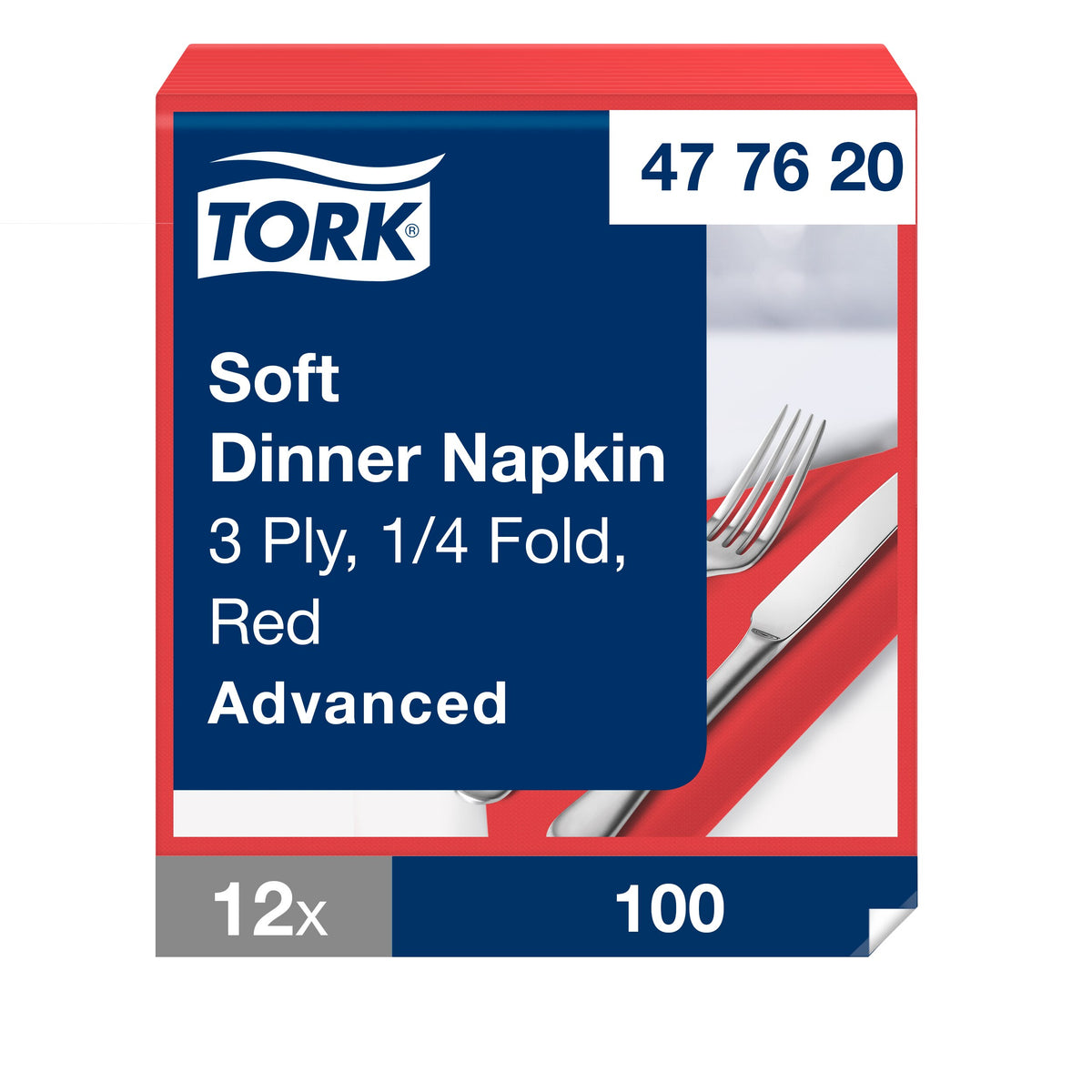 Tork Soft piros Dinner szalvéta, 1/8 hajtogatás – 477620
