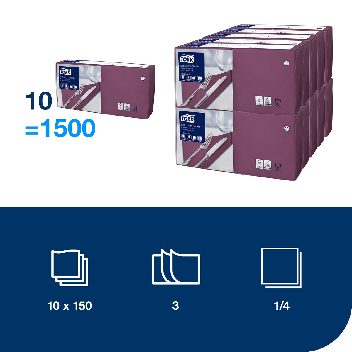 Tork Soft bíbor Lunch szalvéta – 477865