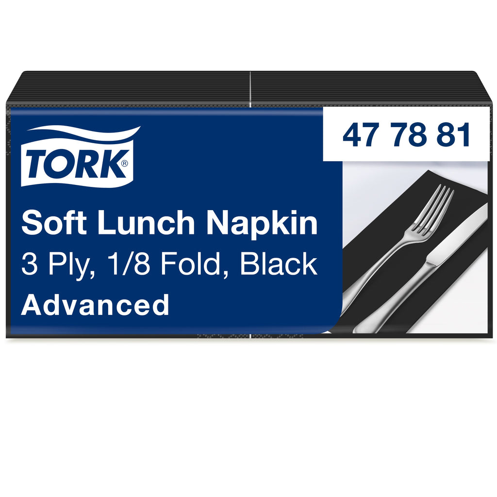Tork Soft fekete Lunch szalvéta, 1/8 hajtogatás