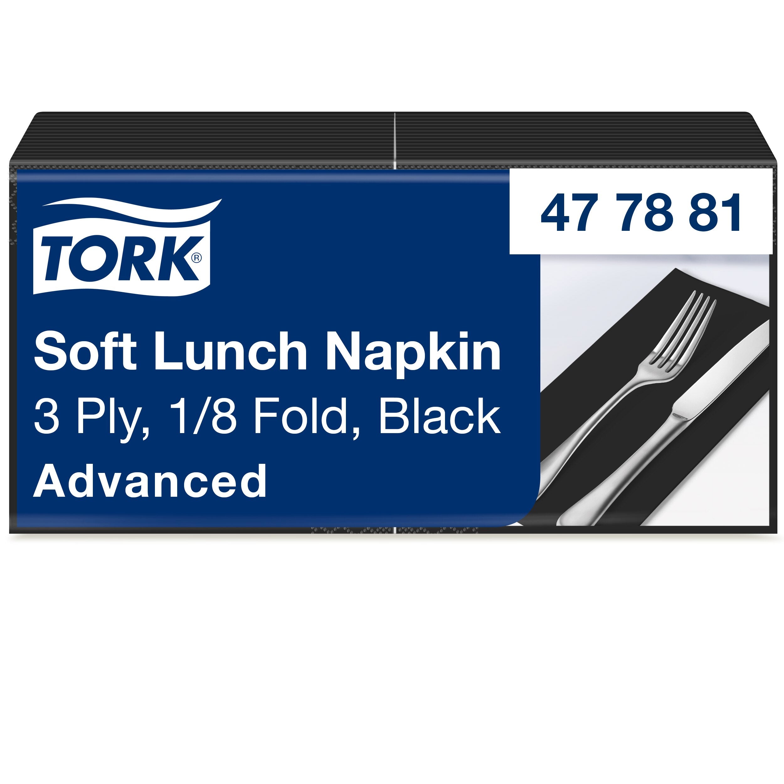 Tork Soft fekete Lunch szalvéta, 1/8 hajtogatás