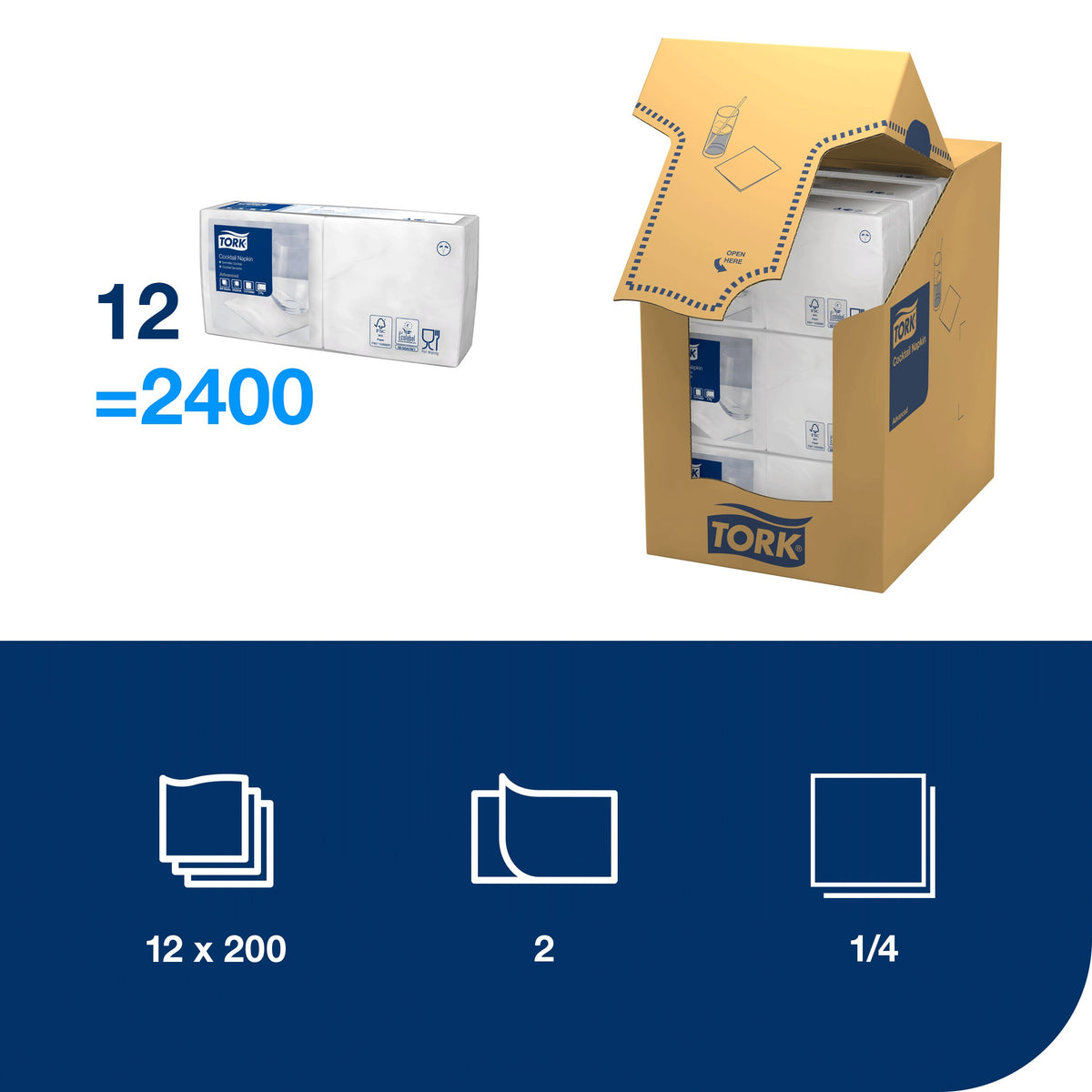 Tork fehér koktélszalvéta – 477534
