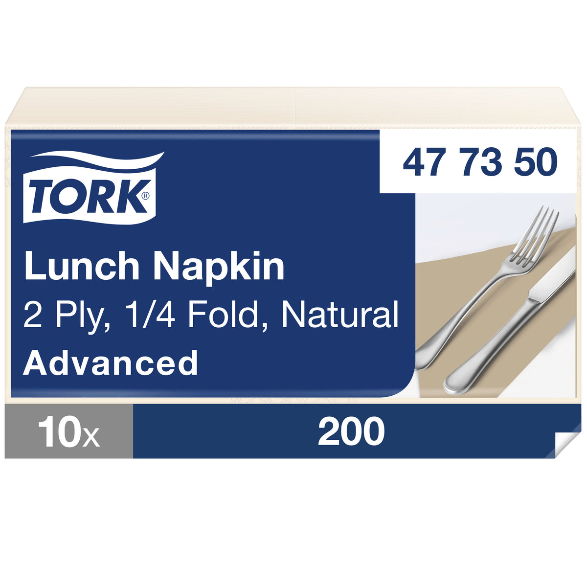 Tork Lunch szalvéta, natúr, 1/4 hajtogatás, 100%-ban újrahasznosított papírcsomag – 477350