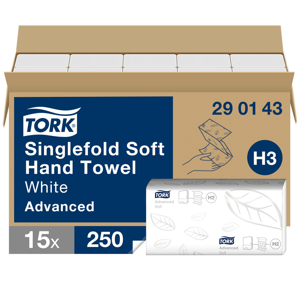 Tork 290143 Soft Singlefold kéztörlő – H3, 3750 lap/karton – 290143