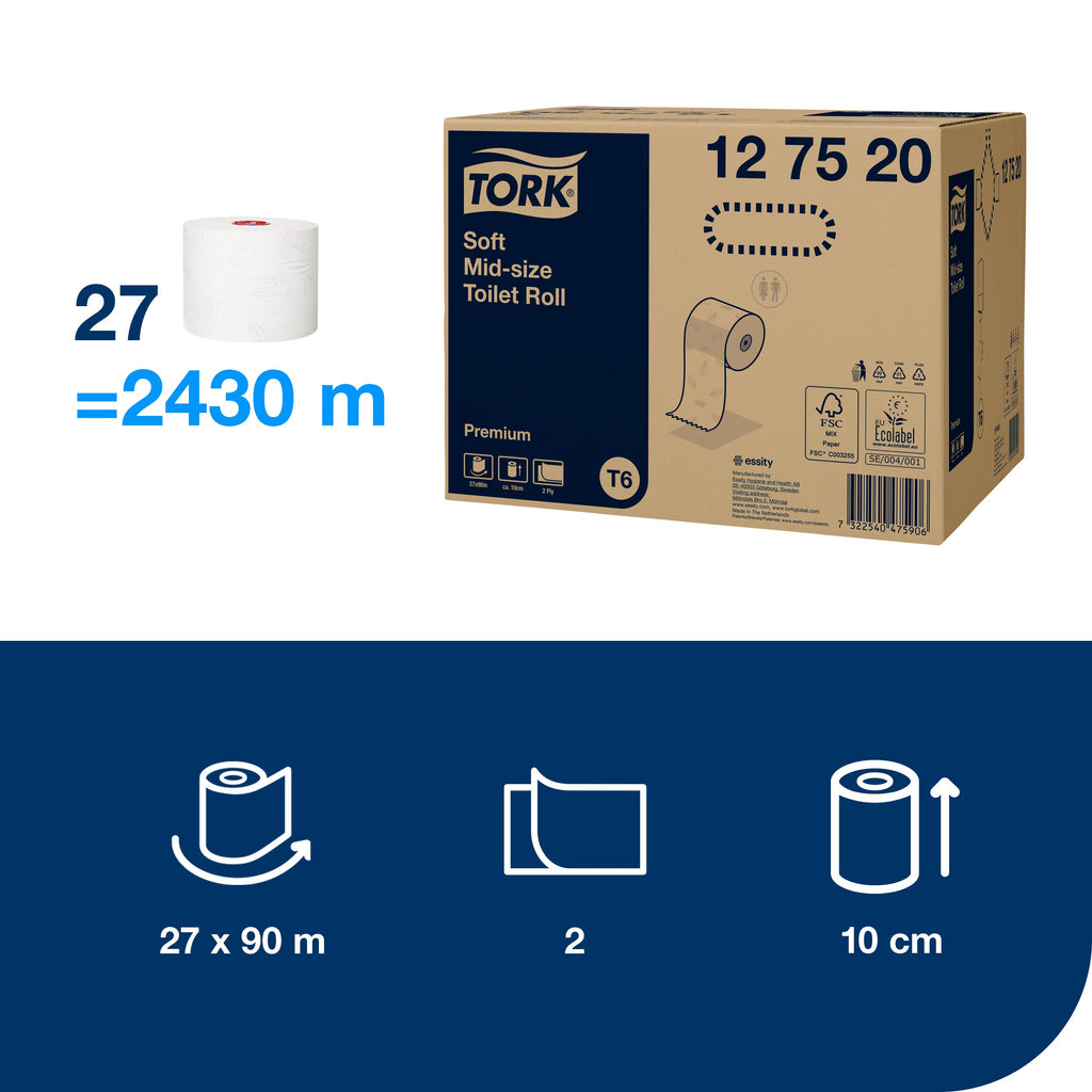 Tork Soft Mid-size toalettpapír – 127520