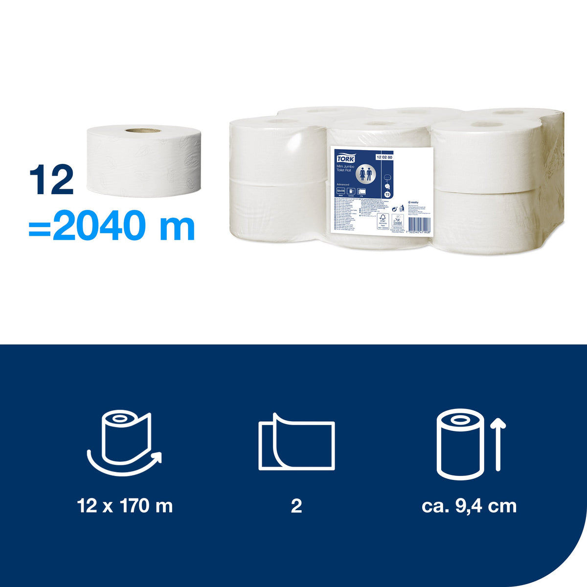 Tork Mini Jumbo toalettpapír – 120280