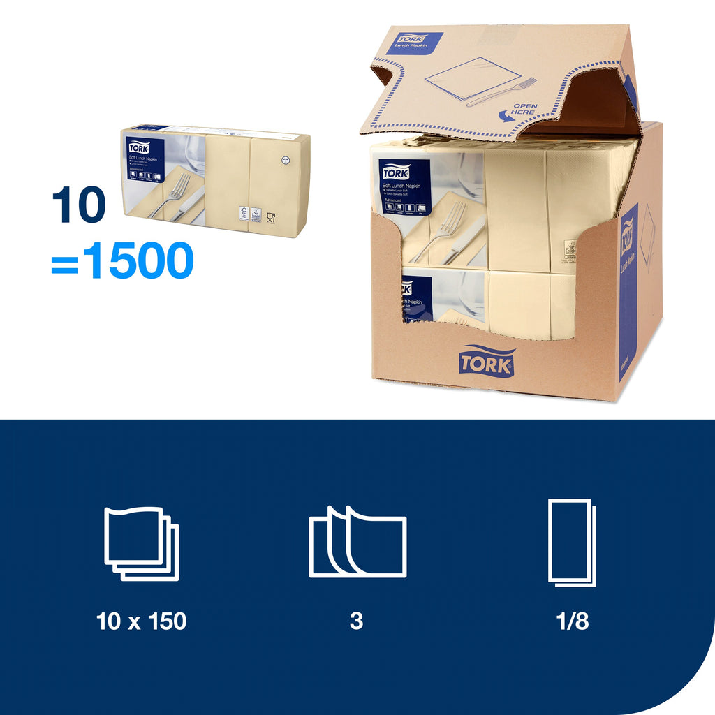 Tork Soft csontszínű Lunch szalvéta, 1/8 hajtogatás – 477884