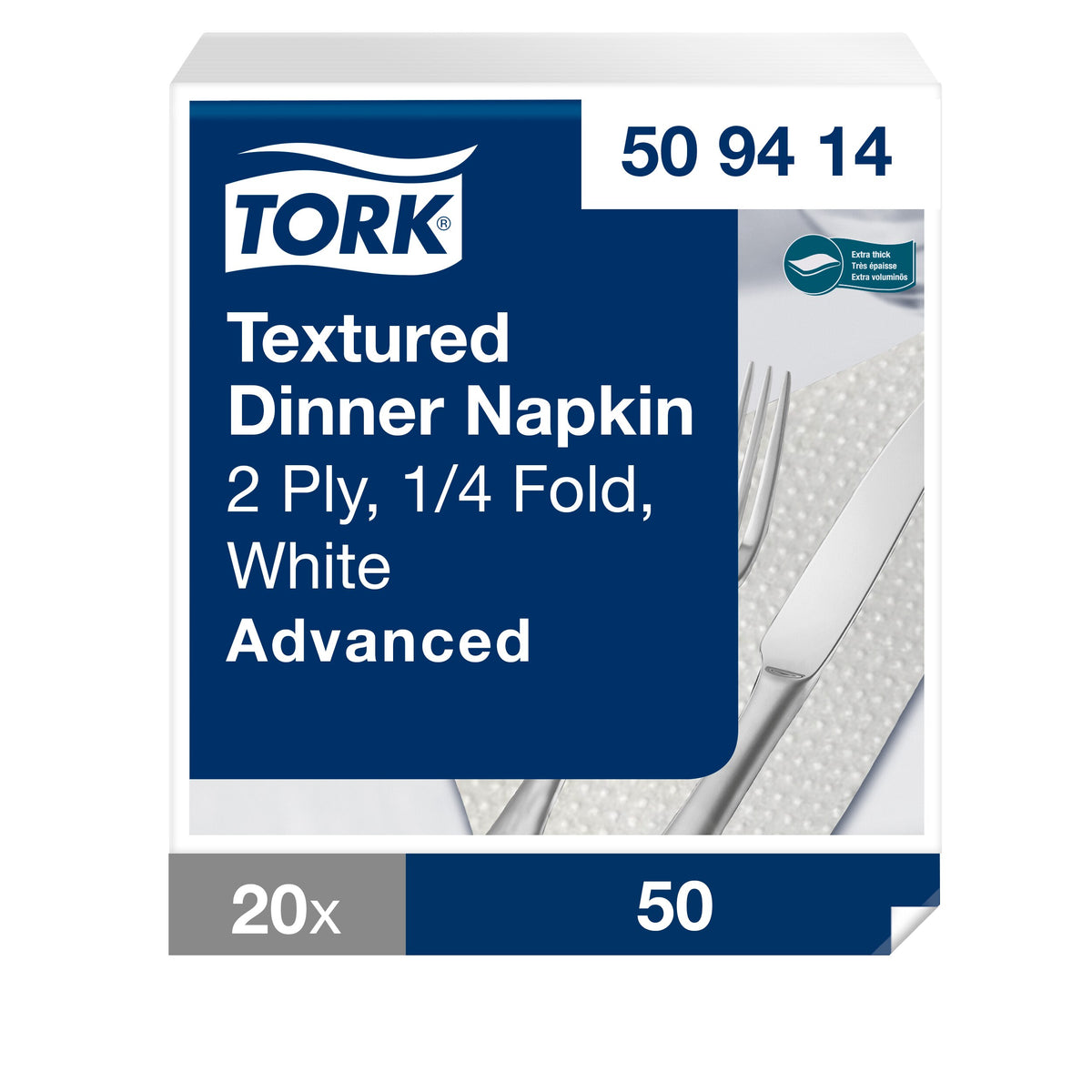 Tork Texturált Dinner szalvéta, fehér – 509414