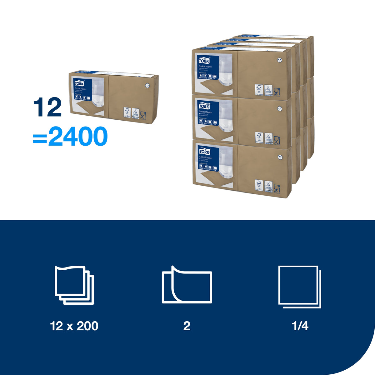 Tork koktélszalvéta, kekszszínű – 470001