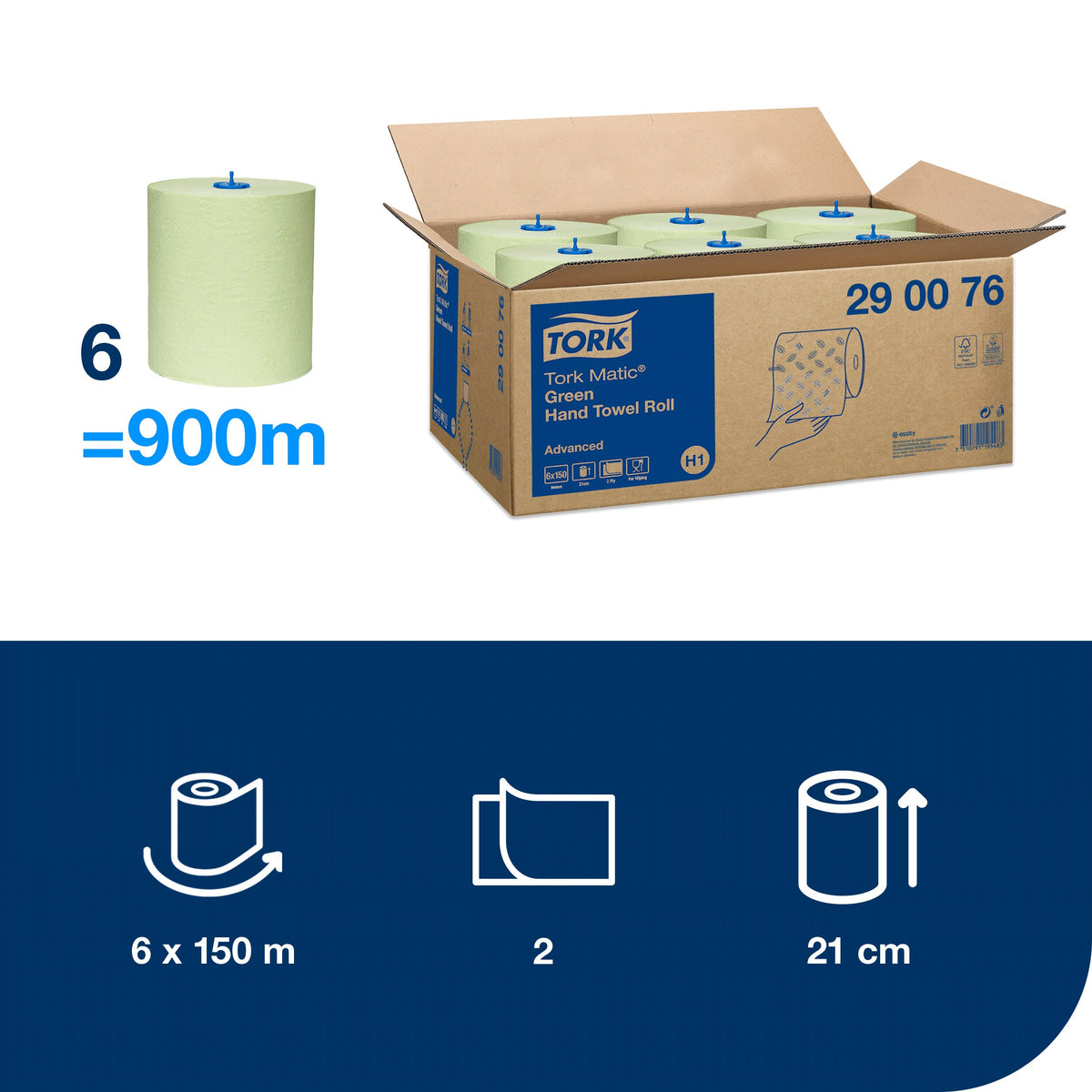 Tork Matic® zöld tekercses kéztörlő – 290076