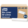 Tork hulladékgyűjtő zsák, 50 literes, B1, átlátszó, 61,5 x 89,5 cm – 204060