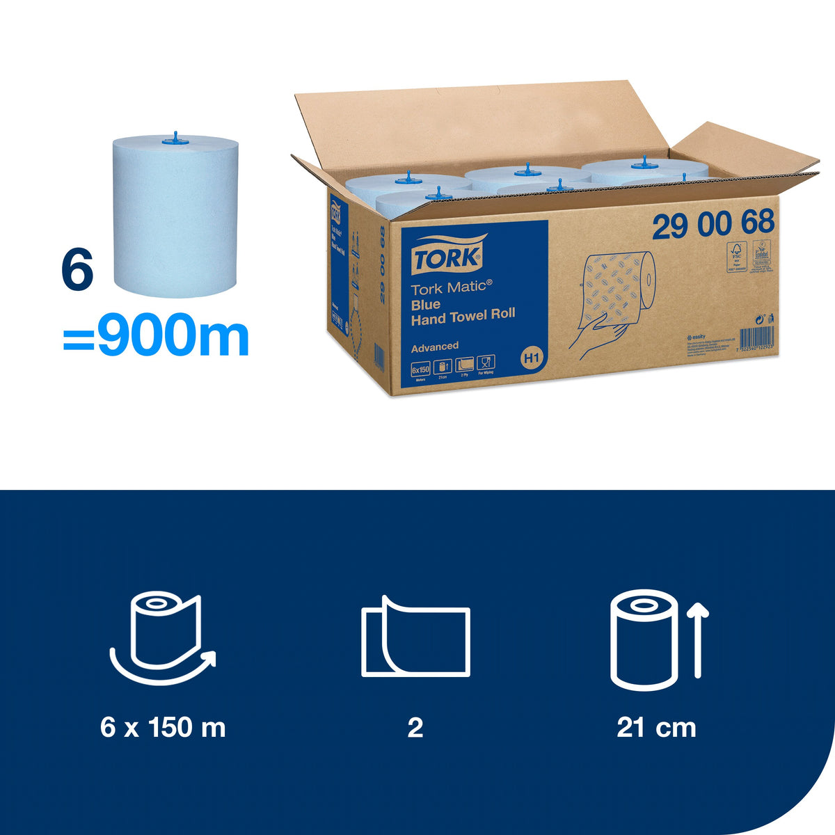Tork Matic® kék tekercses kéztörlő – 290068