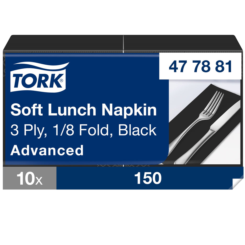 Tork Soft fekete Lunch szalvéta, 1/8 hajtogatás – 477881