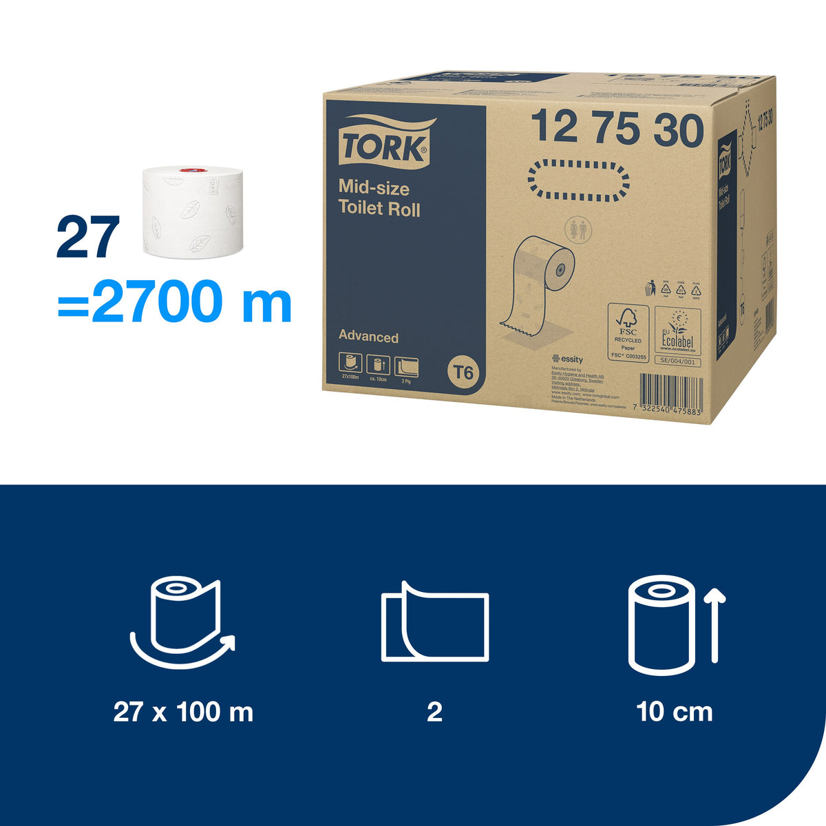 Tork Mid-size toalettpapír – 127530