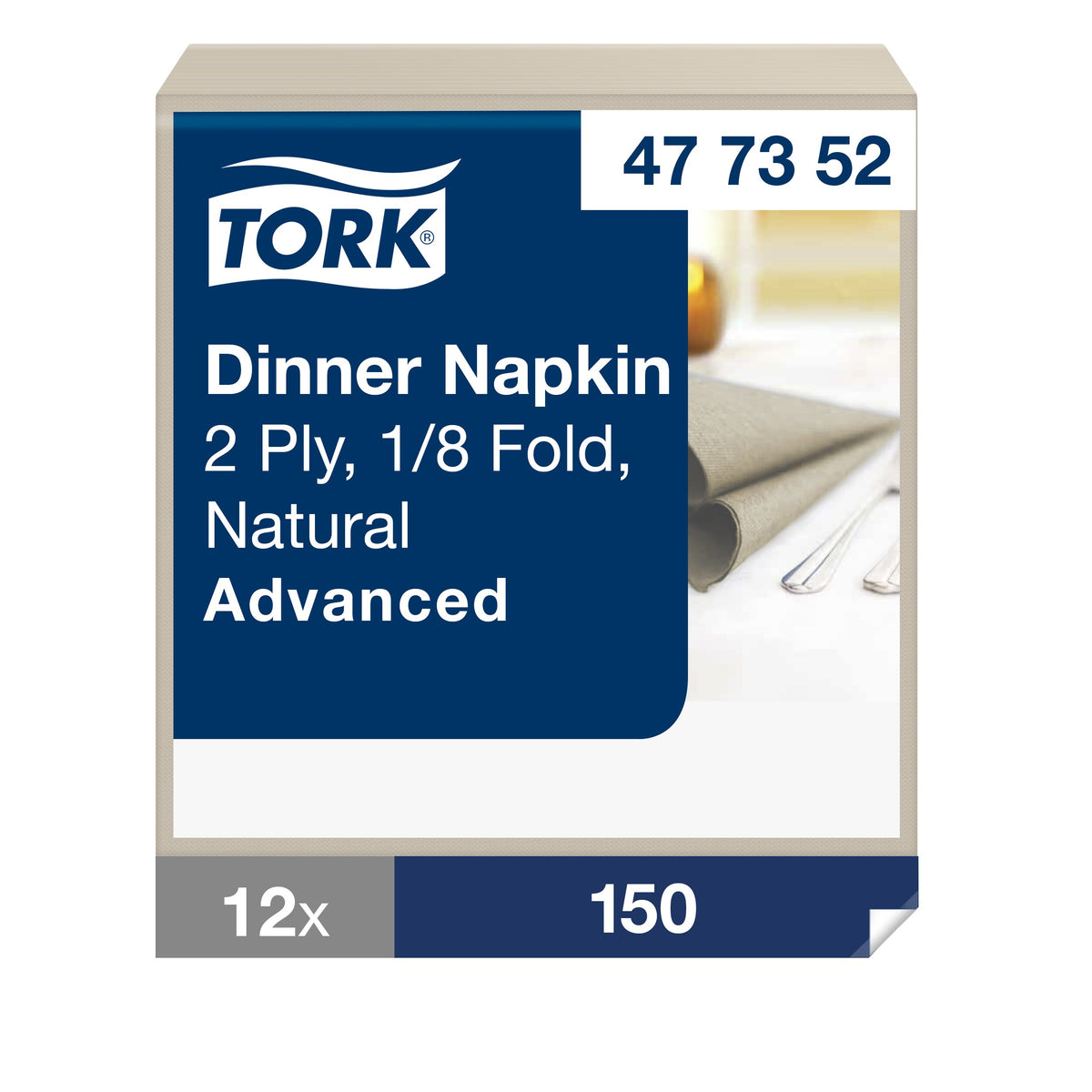 Tork Dinner szalvéta, 1/8 hajtogatás, natúr, környezetbarát nyomattal – 477352