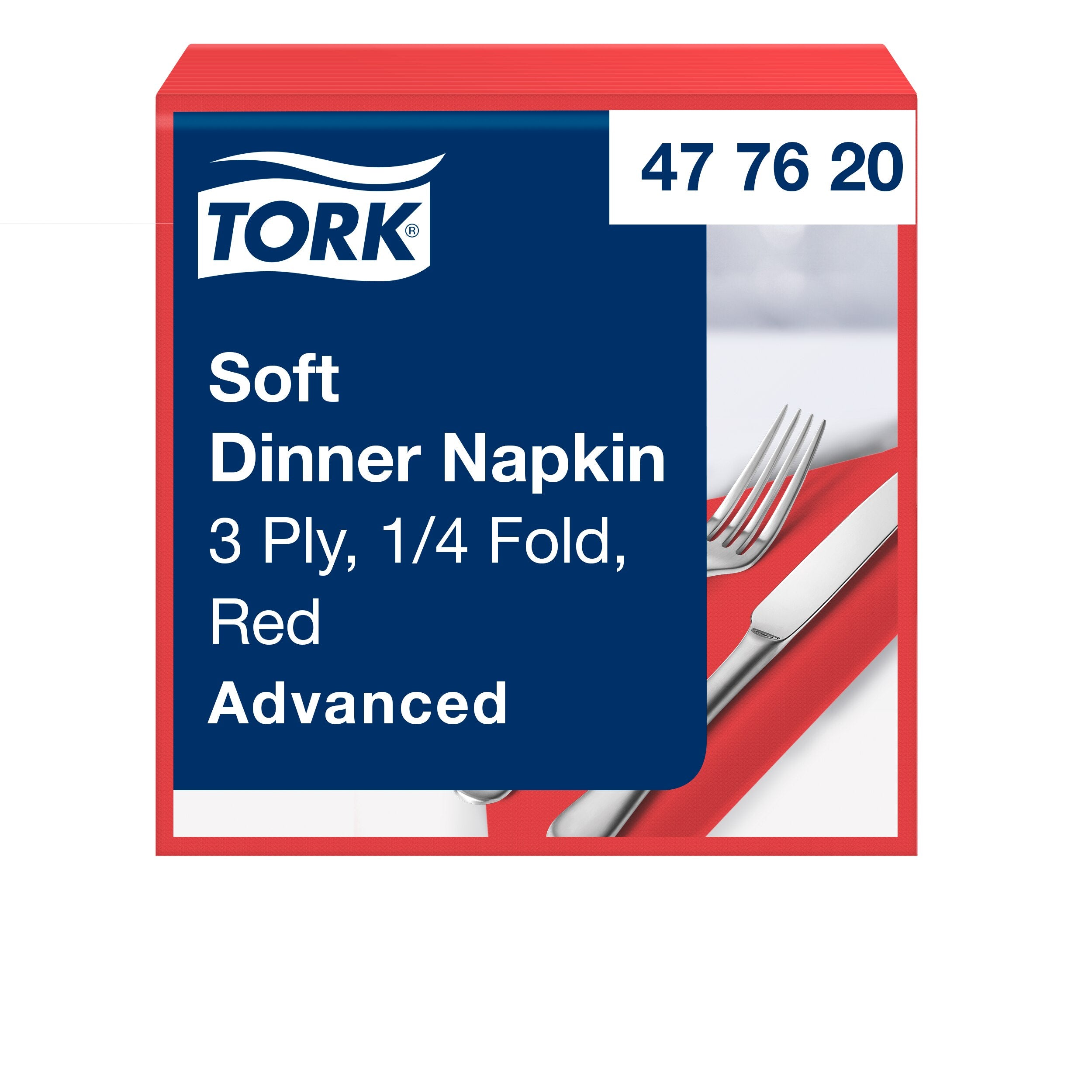 Tork Soft piros Dinner szalvéta, 1/8 hajtogatás