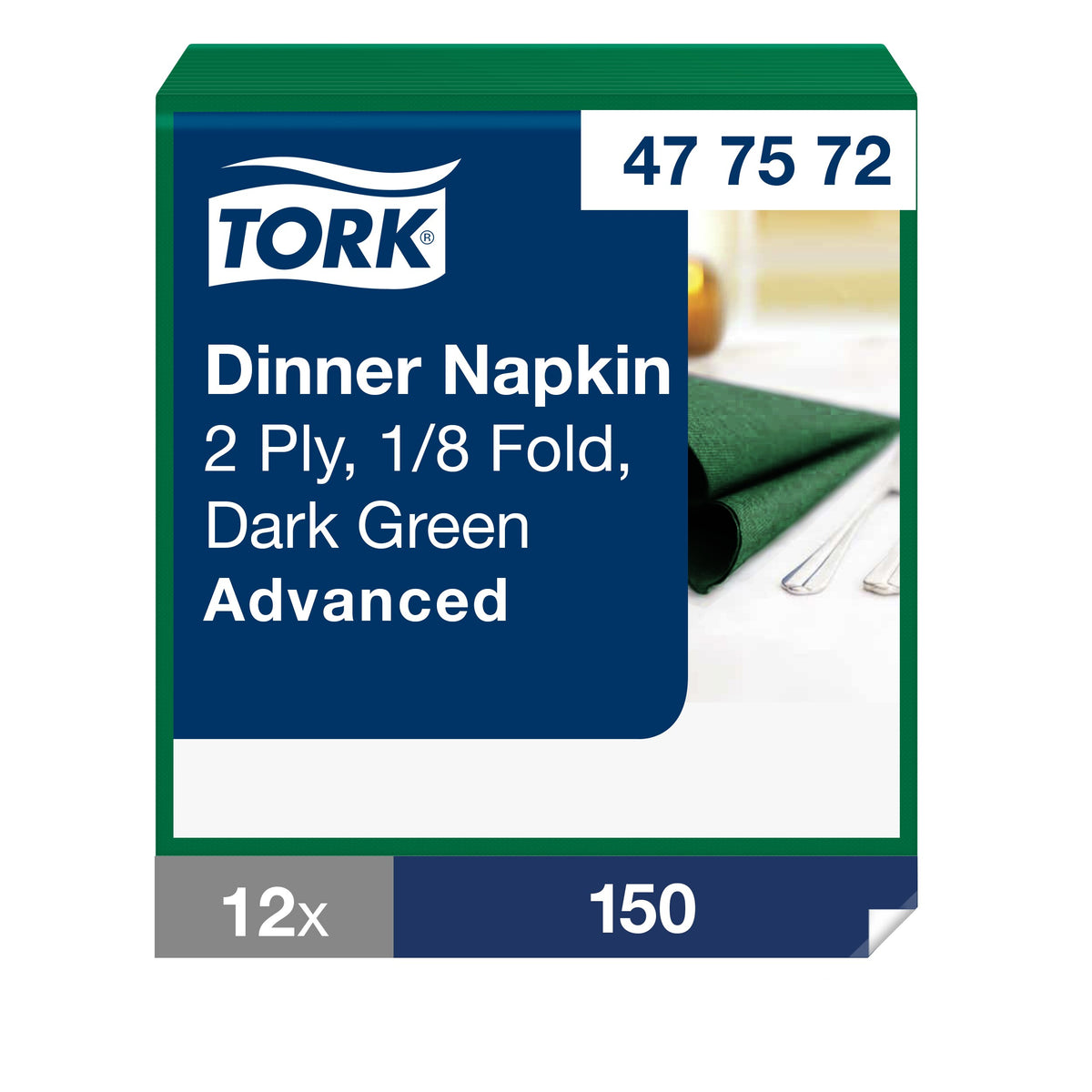 Tork sötétzöld Dinner szalvéta, 1/8 hajtogatás – 477572
