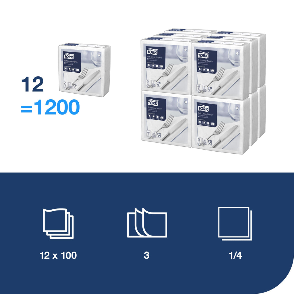 Tork Soft fehér Dinner szalvéta – 477577