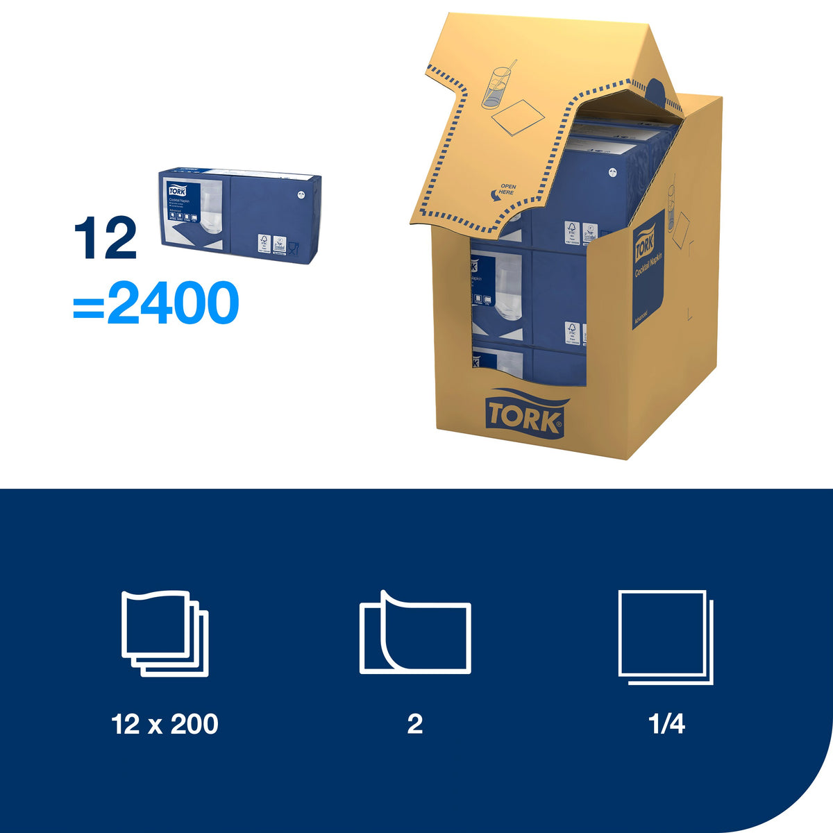 Tork sötétkék koktélszalvéta – 477825