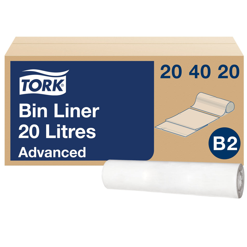 Tork hulladékgyűjtő zsák, 20 literes, B2, fehér, 52 x 58 cm – 204020