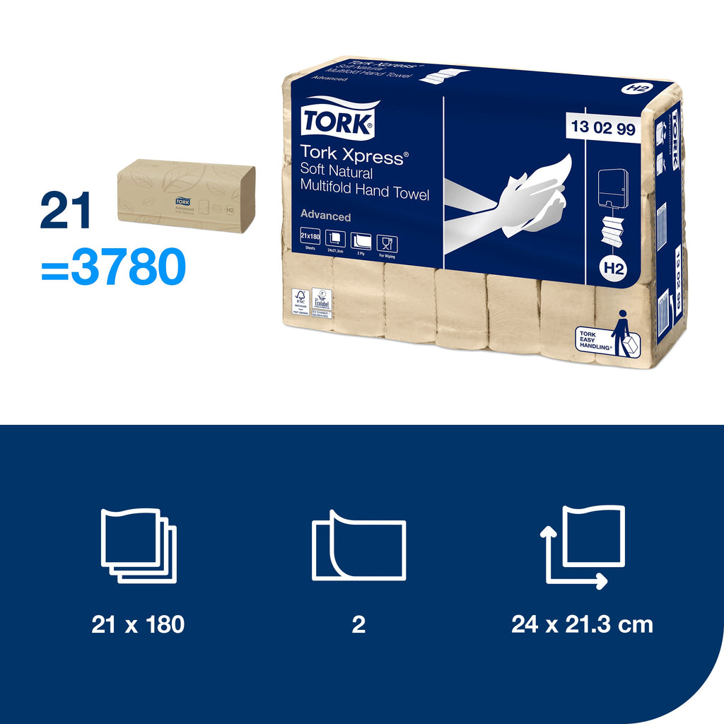Tork Xpress® Soft Natúr Multifold kéztörlő – 130299