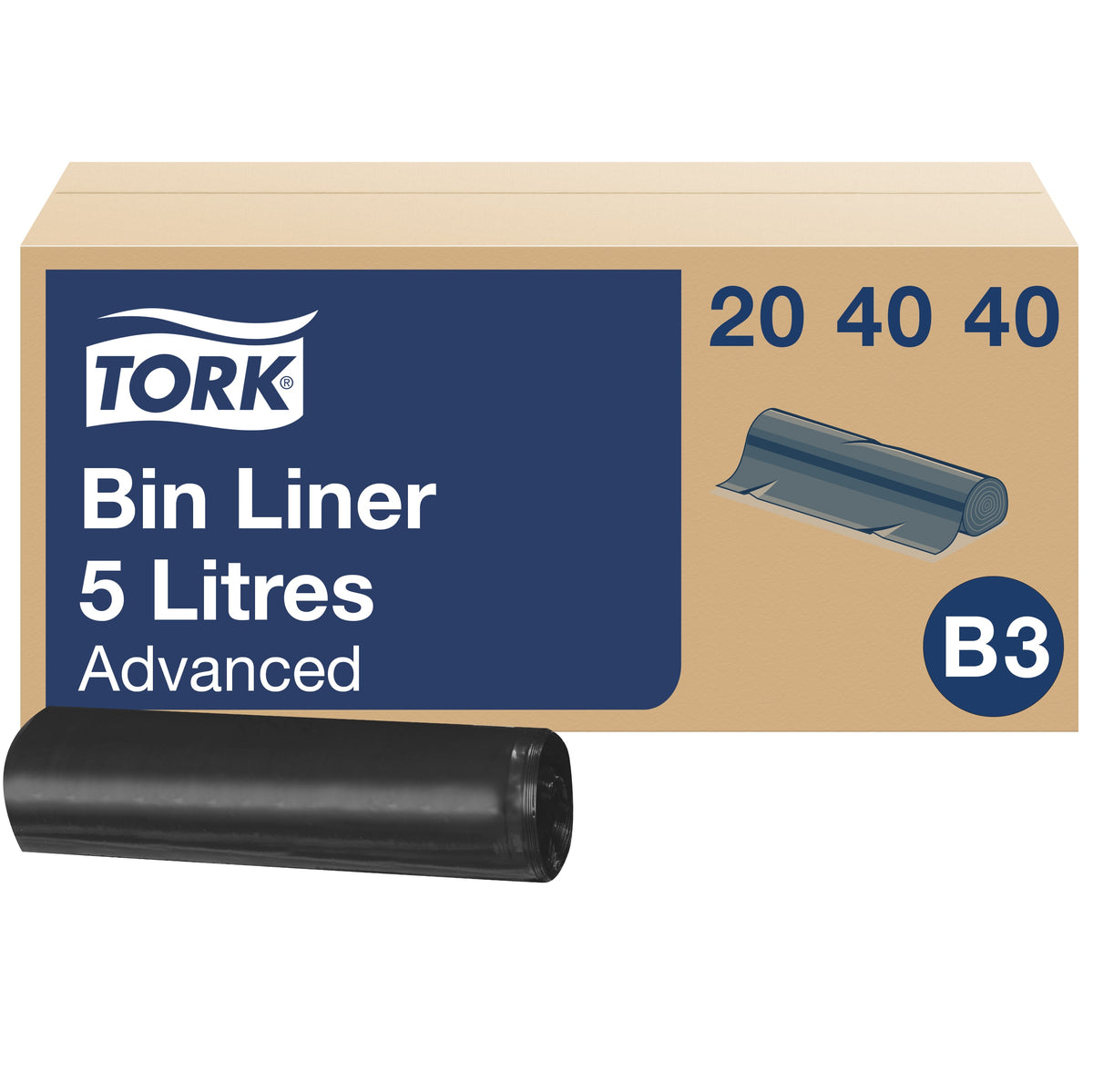 Tork hulladékgyűjtő zsák, 5 literes, B3, fekete, 32,5 x 40 cm – 204040